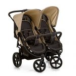 Hauck Roadster Duo SLX - silla gemelar para gemelos y hermanos de 0 meses (combinable con capazo blando) a 30 kg (2x 15kg) ancho 76cm, plegable ultracompactam, Caviar Almond (negro beige)